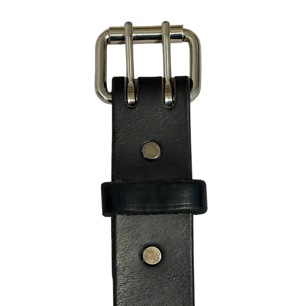 Hanks The Legend 56 Black Leather Double Prong Roller Buckle Wide Belt USA Made